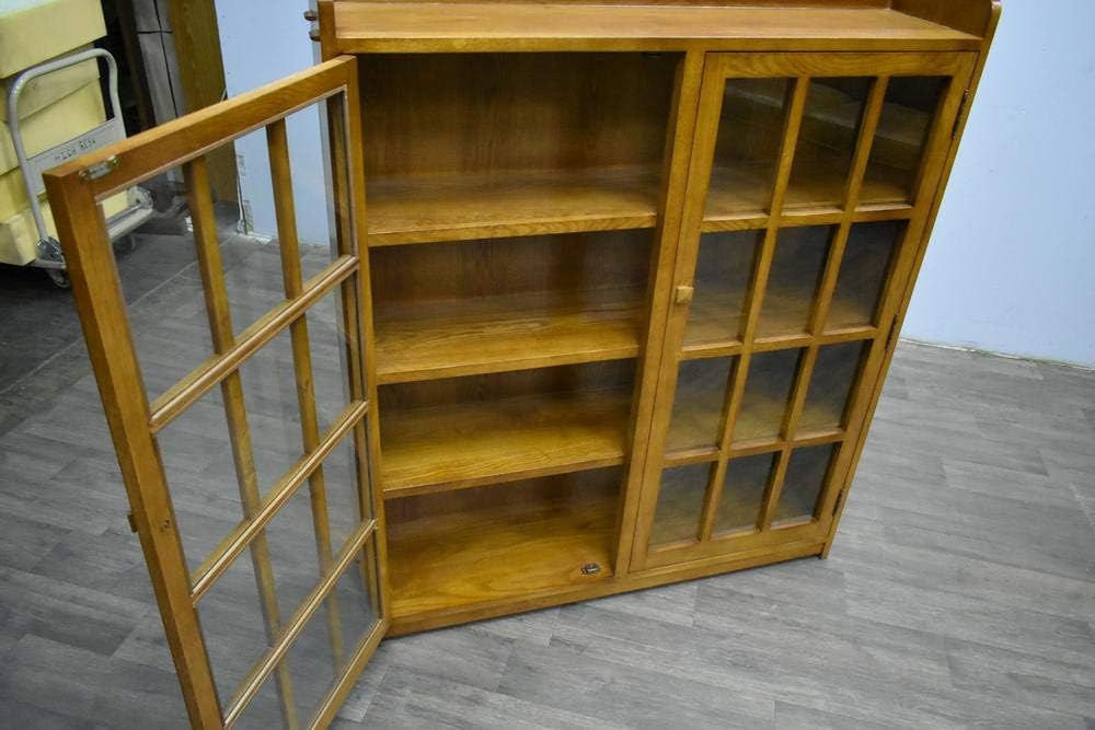 Mission Oak 2 Door Bookcase with Glass Doors T9479