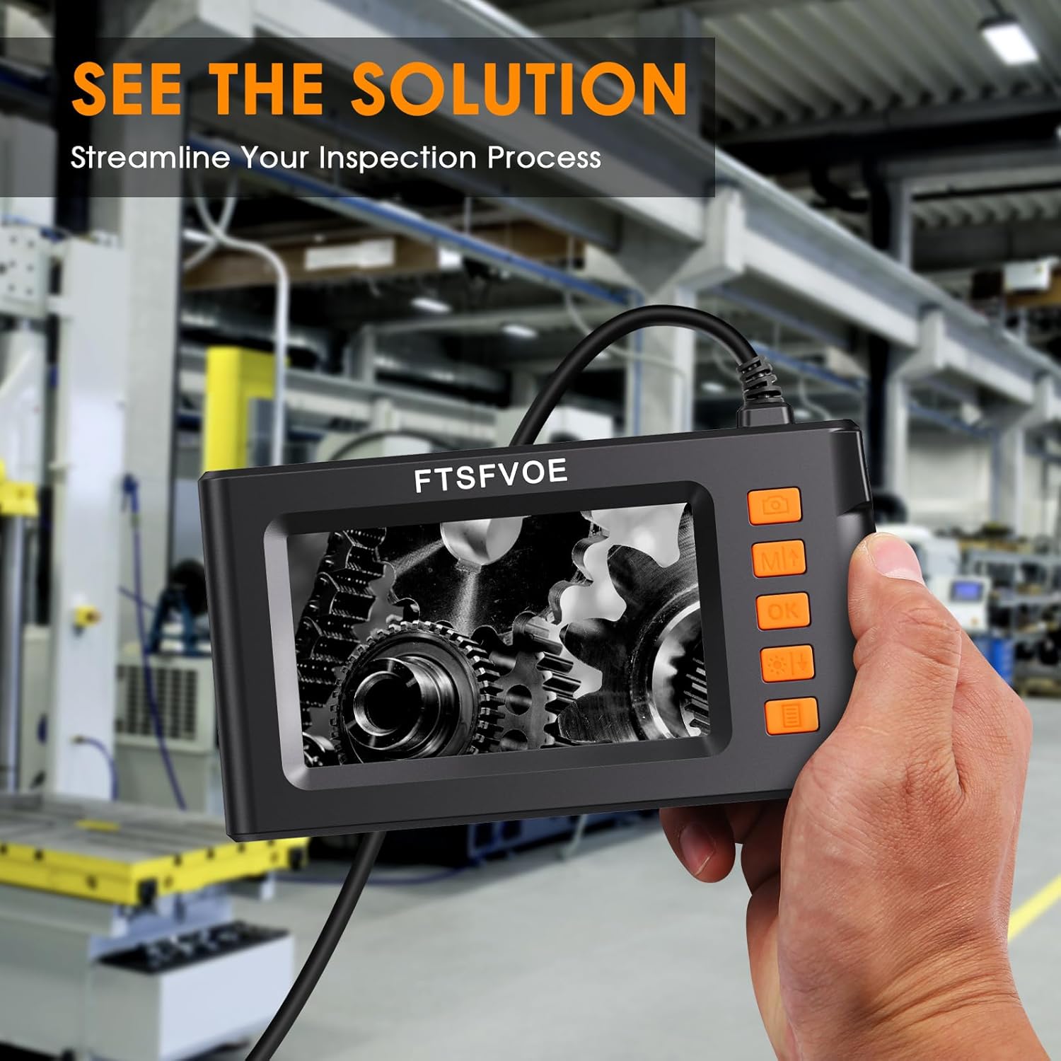 8mm IP67 Waterproof 1080P Digital Borescope Inspection Camera with 4.3" LCD Screen S5118