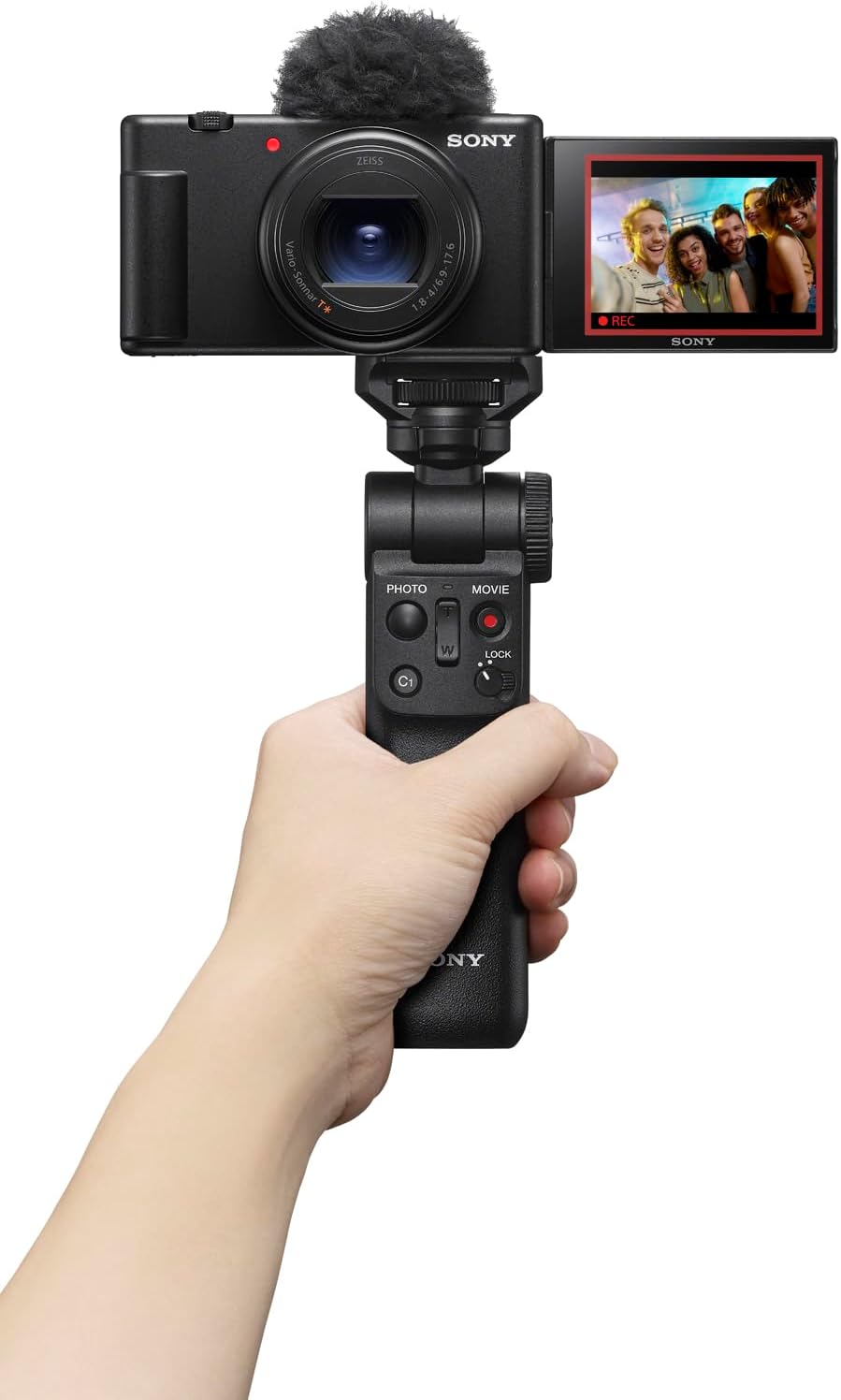 Black 4K Video 20.1MP Vlog Camera with Tripod/Grip, Case, LED, 64GB Card U574966