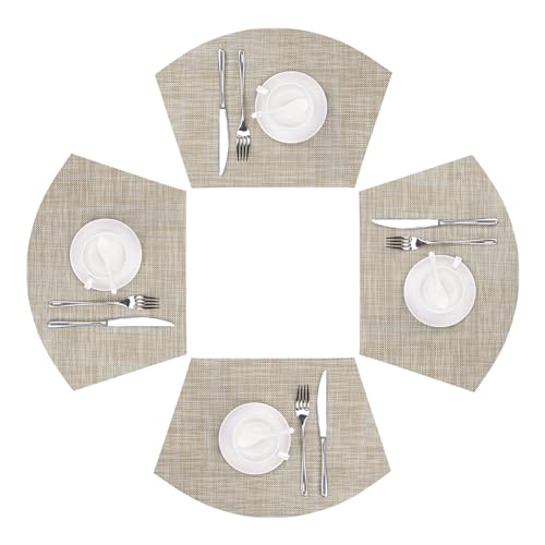 Round Table Placemats Set of 4 Heat Resistant Wipe Clean Tan H3442