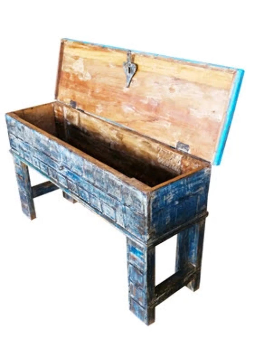 Blue Rustic Console Table Storage Chest U422257