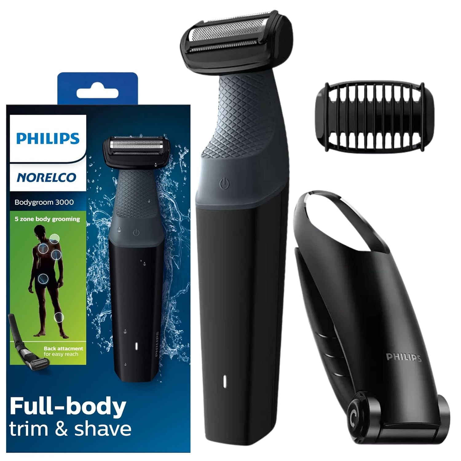 Body Groomer Shaver Showerproof Hair Trimmer with Back Attachment R32272