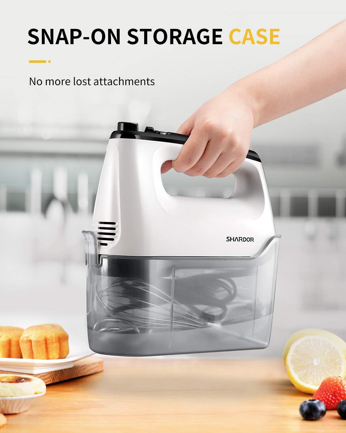 White 6 Speed Handheld Mixer with 5 Stainless Steel Accessories N311338