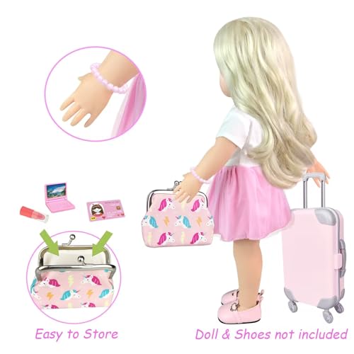 17Pcs 18 Inch Doll Clothes and Accessories Travel Play Set with Travel Pillow Camera J926827
