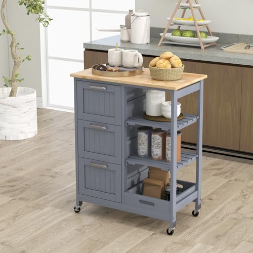 Rolling Wood Storage Cart with Drawers & Removable Tray H745852