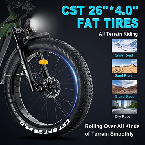 Electric Bike 1600W 48V 20 AH 26'' Fat Tire Full Suspension T455