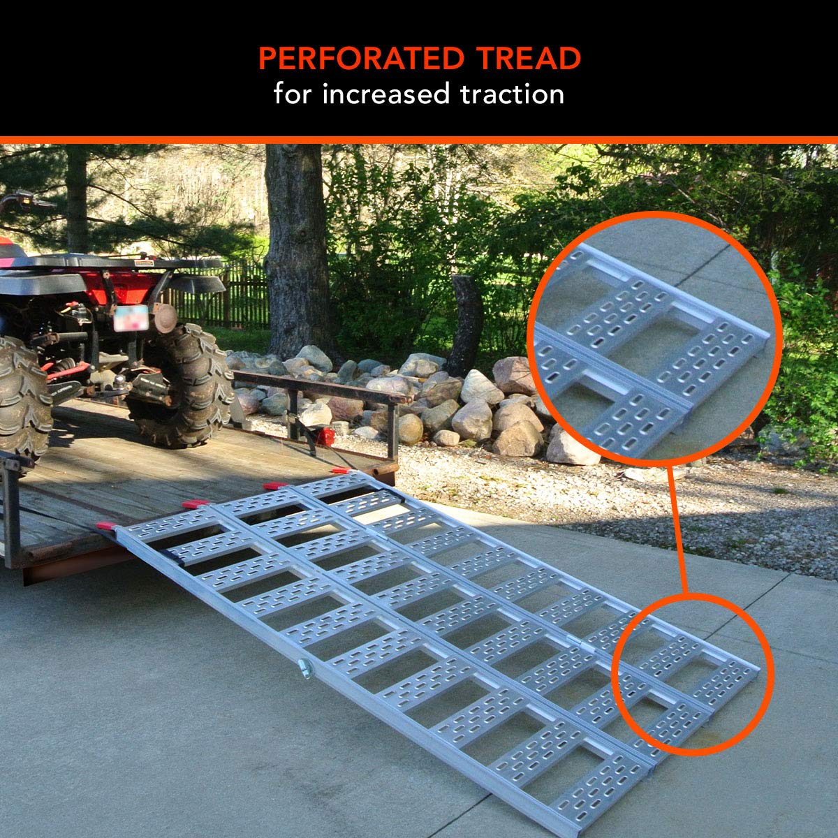 Aluminum Tri-Fold Ramp with Treads, 1,500 lb. Capacity, 50” W x 76” L Q5178