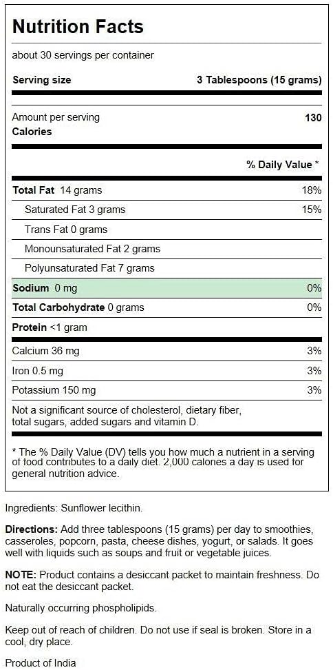 16 oz Non-GMO Soy-free Sunflower Lecithin Powder (3 Pack) D7465