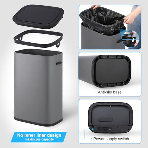 Grey 13 Gallon Sensor-Activated Trash Can with Lid P27777