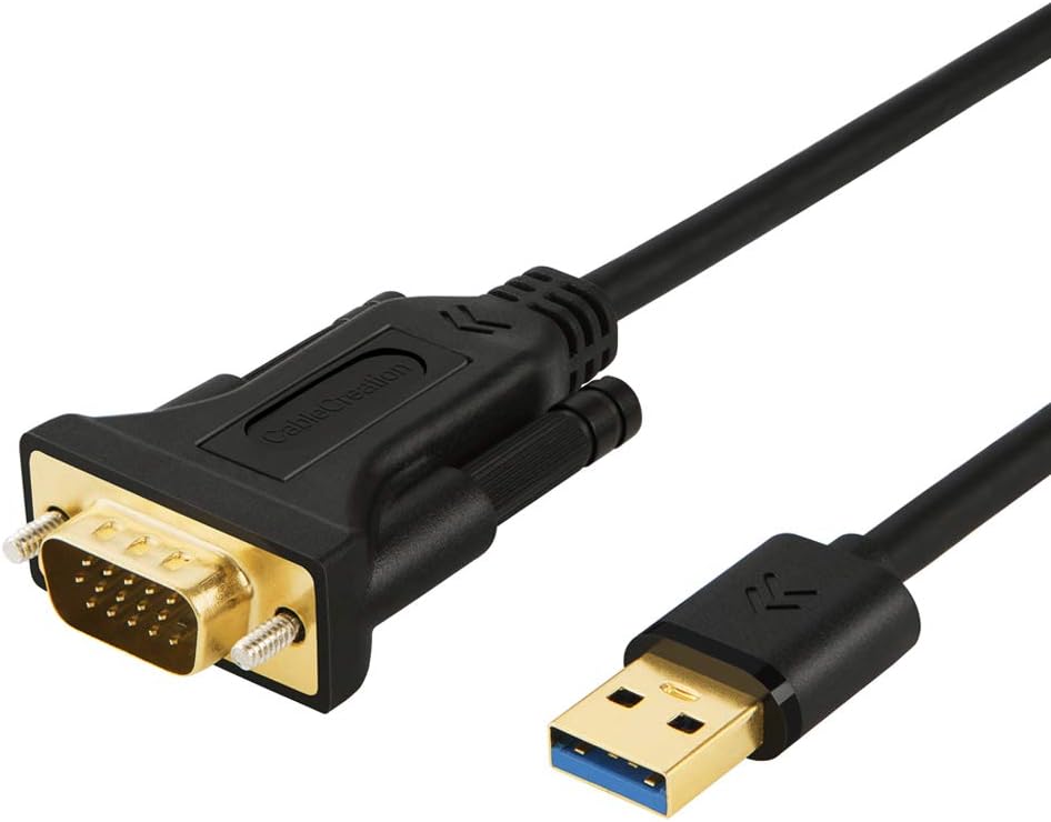 Black USB 3.0 to VGA Cable 6 Feet Pack of 2 F351