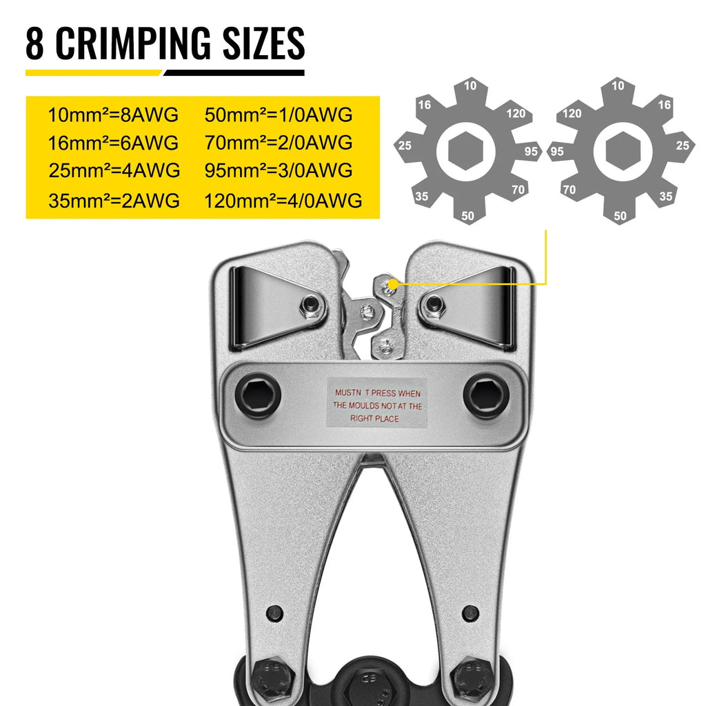 Battery Cable Crimping Tool 10-120 mm2, AWG 8-4/0, Hexagon Lug Crimping Tool A115184