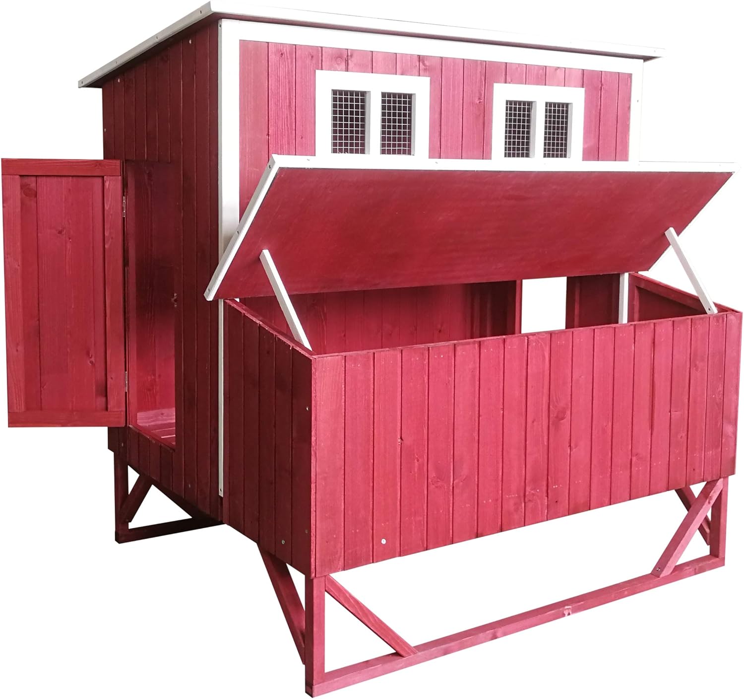 Large Wood Chicken Coop with 4 Nesting Box S171930