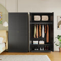 White 71" Metal Armoire Wardrobe with 2 Doors 2 Shelves B3424
