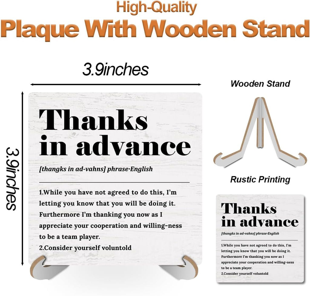 Wood Sign Desk Decor with Wooden Stand Y783657
