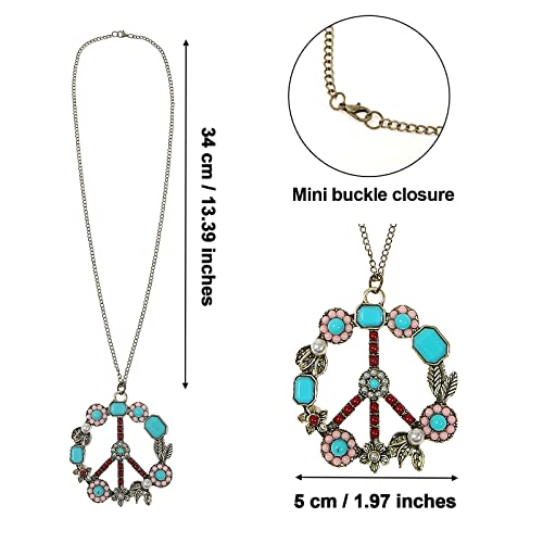3PCS Hippie Costume Set with Headband Necklace Sunglasses D9955
