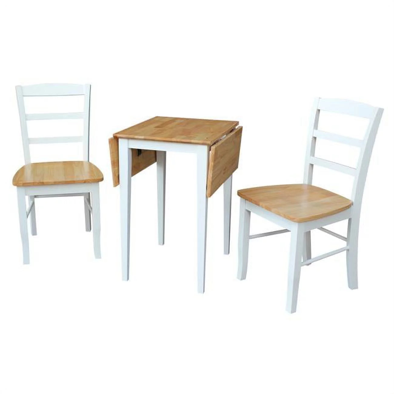 White 3 Piece Drop Leaf Table with 2 Ladderback Chairs K50329
