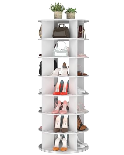 7-Tier Wood Rotating Shoe Rack Holds 32 Pairs N693582