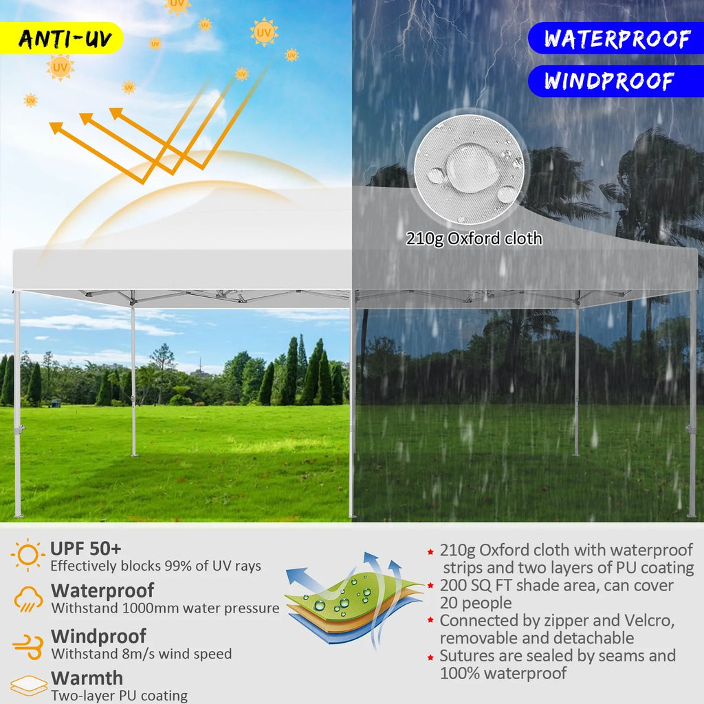 White 10'x20' Waterproof Pop Up Canopy Tent B1734