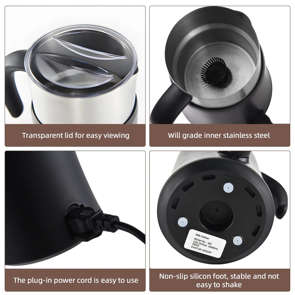 5 in 1 Electric Milk Frother - 24oz/700ml Hot and Cold Foam Maker and Milk Warmer 500W Non-Slip Coffee Frother G804706