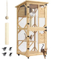 Black 4 Tiers Cat Enclosure with Wheels, Resting Box & Waterproof Roof E530441