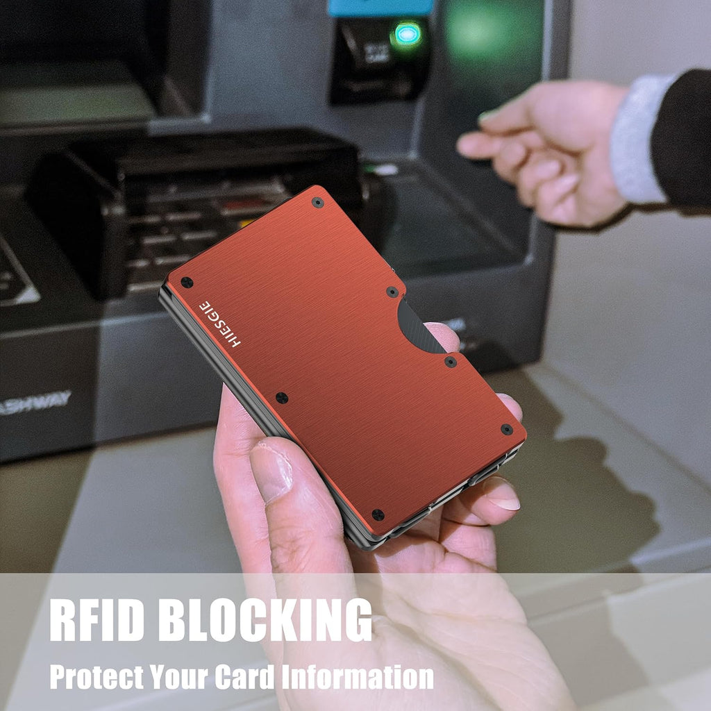 Brushed Burnt Orange Aluminum RFID Credit Card Holder with Money Clip L97278