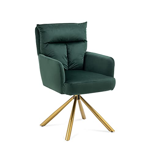 Dark Blue Velvet Desk Chair with Gold Legs X37696