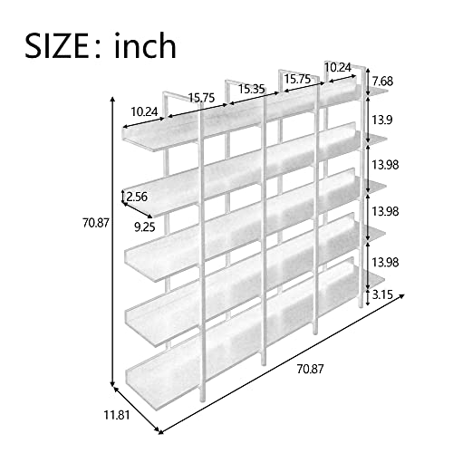 Black 5-Shelf Open Bookcase with Metal Frame W53178