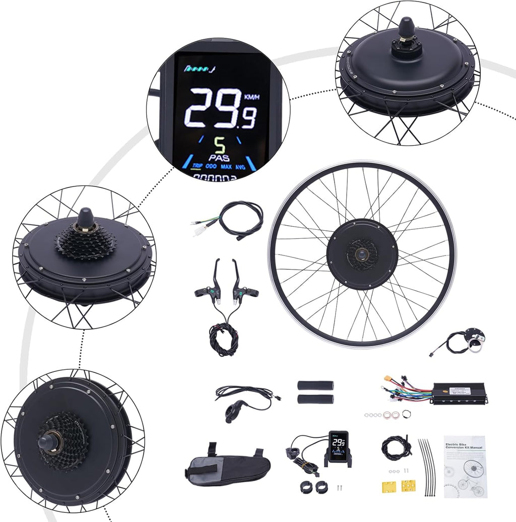 28"/29''/700C Rear Wheel Hub 48V 1000W E-Bike Conversion Kit with LCD Display X748832