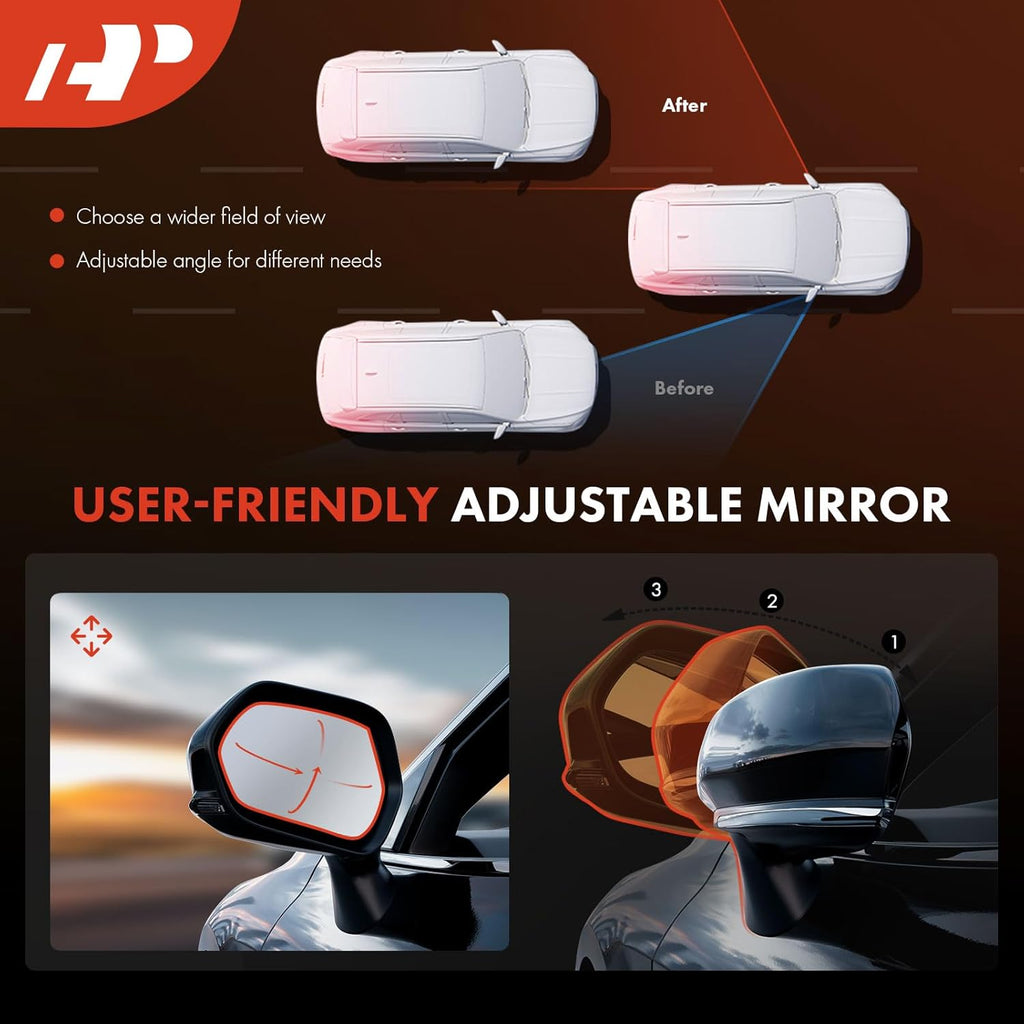 Pair Power Door Mirror Black Non-Heated Manual Folding Outside Rear View Mirror A984826