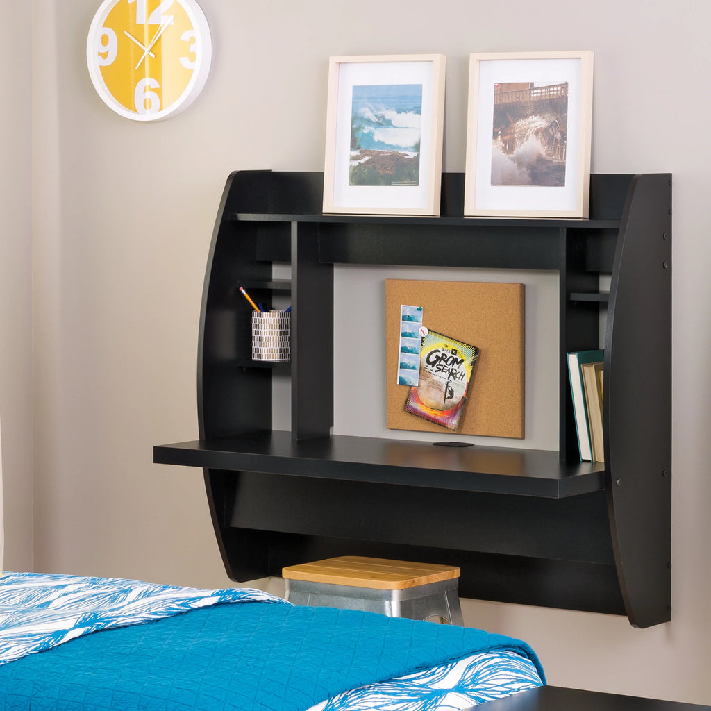 Black Wall Mounted Desk with Storage U383