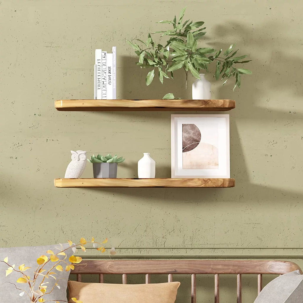 24 Inch Cedar Natural Edge Floating Shelf Set Of 2 I411