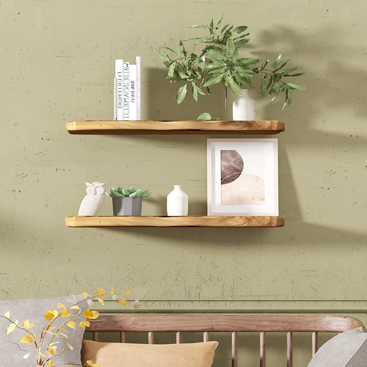 24 Inch Cedar Natural Edge Floating Shelf Set Of 2 I411