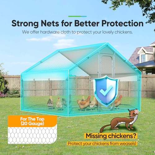 Large Metal Chicken Coop Run with Roosting Perch and Waterproof Roof Cover, 12x9x6.6FT Y487925