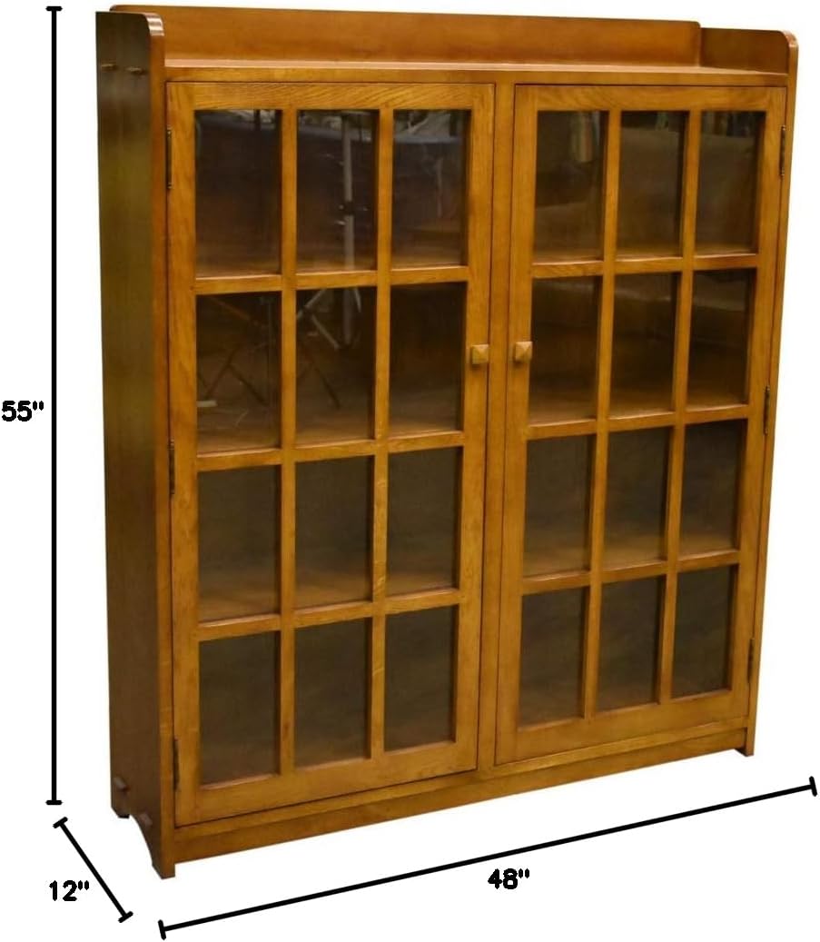 Mission Oak 2 Door Bookcase with Glass Doors T9479