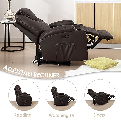 Black Faux Leather Recliner Sofa Set with USB Ports and Cup Holders Y414