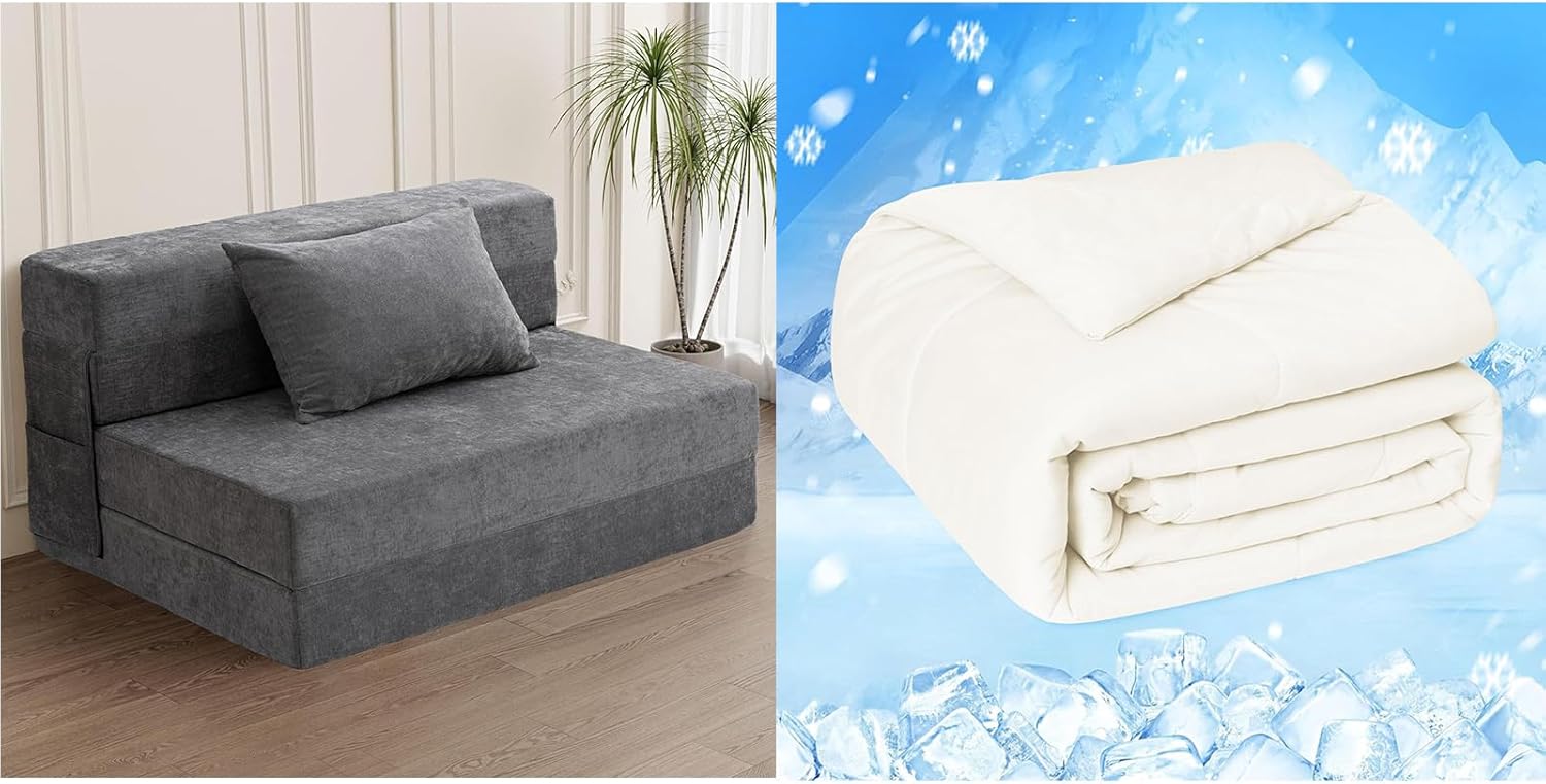 Gray Folding Sofa Bed with Pillow G156408