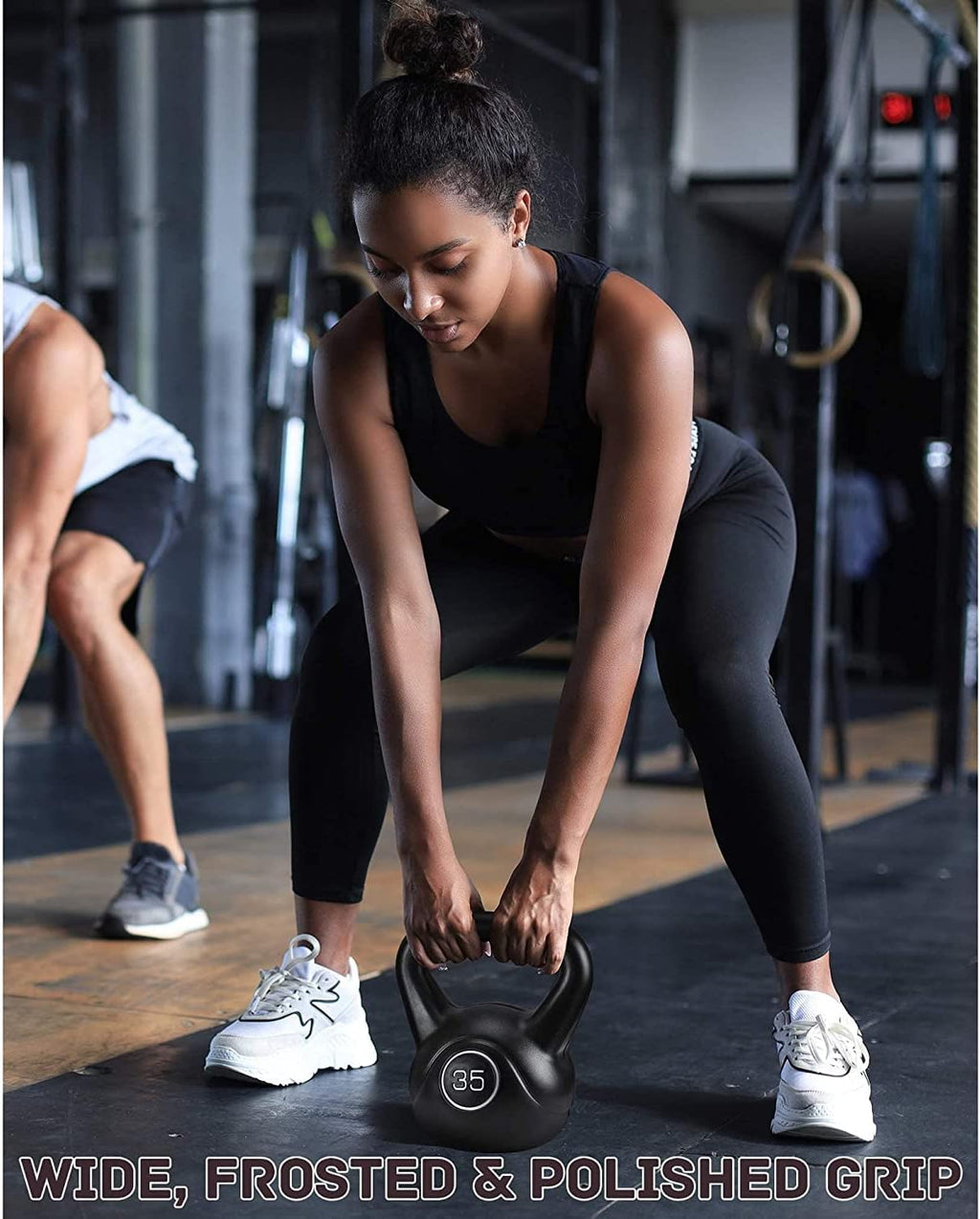 35lb Strength Training Kettlebell with HDPE Handle Workout Equipment Pack of 2 O7406