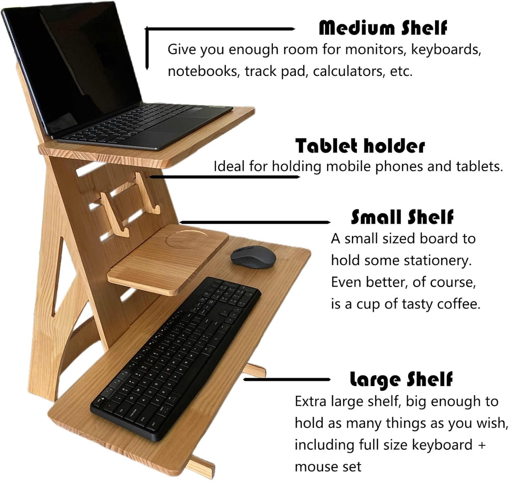 Adjustable Height Wooden Standing Desk Converter O477098