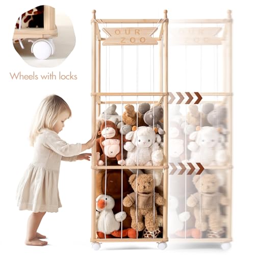 Wood Stuffed Animal Storage, Extra Large Capacity Plush Toy Cage, 54 inch W23456