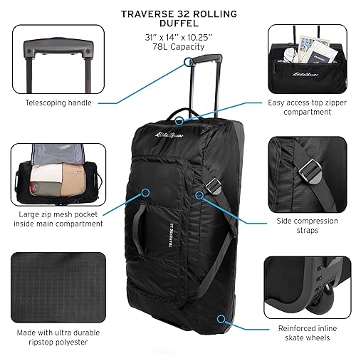 Dark Loden Ripstop Polyester Rolling Duffel Bag 78L E115228