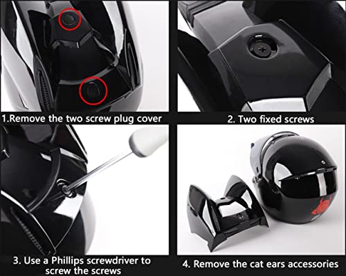 DOT Certified Full Face Motorcycle Helmet with Cat Ears Flip up Visors I9419