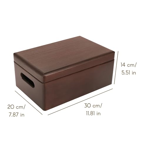 Large Brown Wooden Box Storage with Hinged Lid R3629