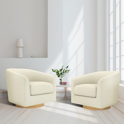 Walnut Brown Linen Swivel Barrel Chair M331