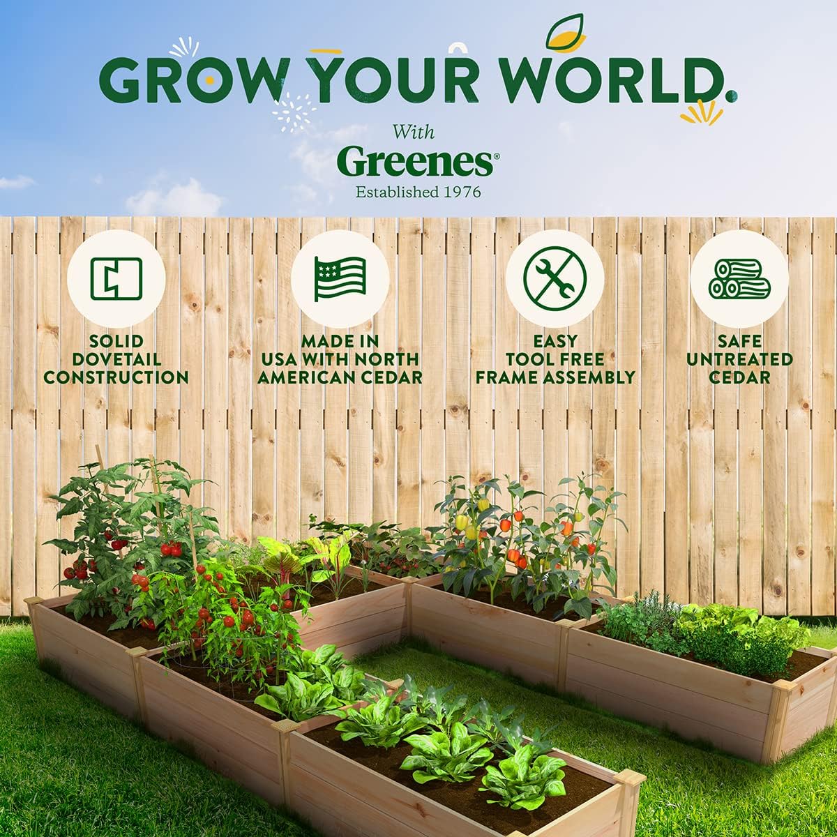 Cedar Raised Garden Bed, 8' x 12' x 16.5" U-Shaped Bed Q672