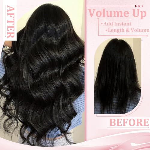 Natural Black Mixed Chestnut Brown 16 Inch 2.8oz Remy Human Hair Clip in Hair Extensions I83580