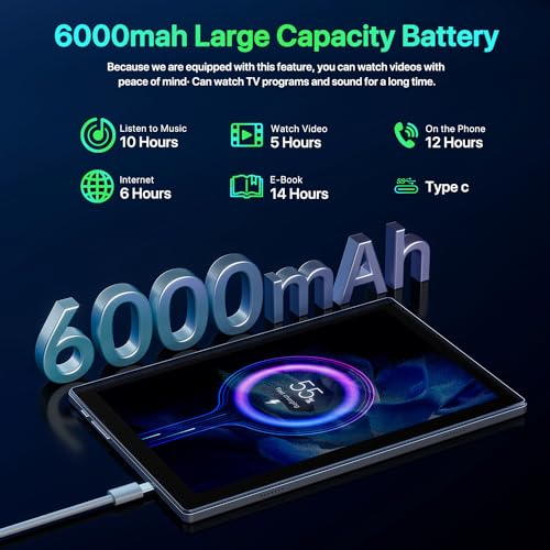 10 inch Android 14 Tablet Octa-Core 10GB RAM 64GB ROM 6000mAh Battery C743