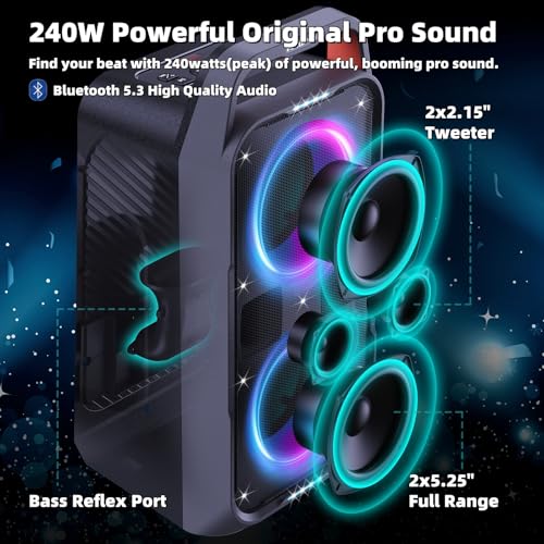 Portable Bluetooth Speaker with Deep Bass and LED Light Show N547290
