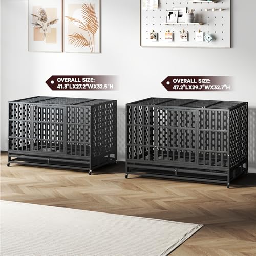 Heavy Duty Steel Dog Crate with Wheels and Removable Tray C327