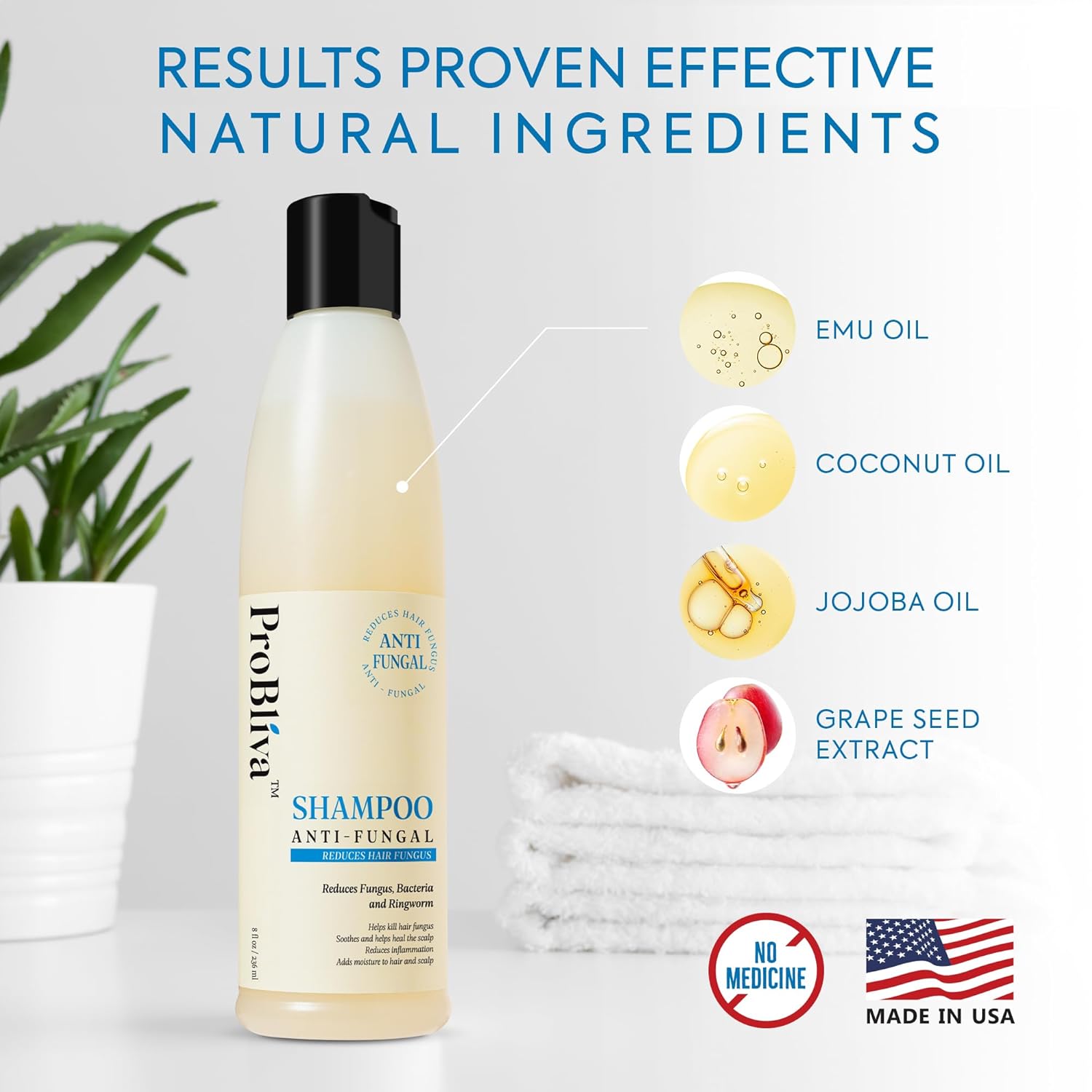 Fungus Shampoo for Hair & Scalp with Coconut Oil, Jojoba Oil, Emu Oil Y509189