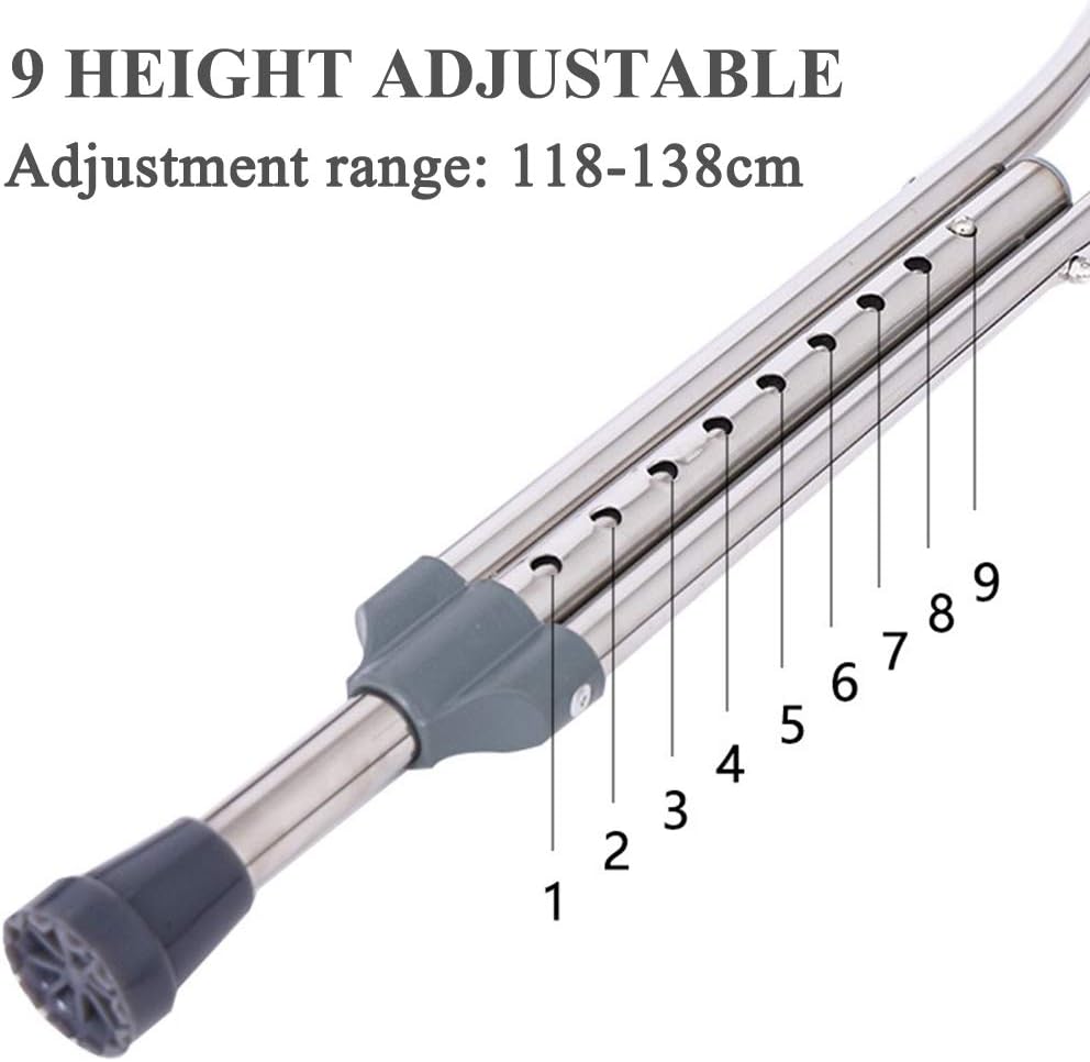 Lightweight Stainless Steel Height Adjustable Underarm Crutches O612
